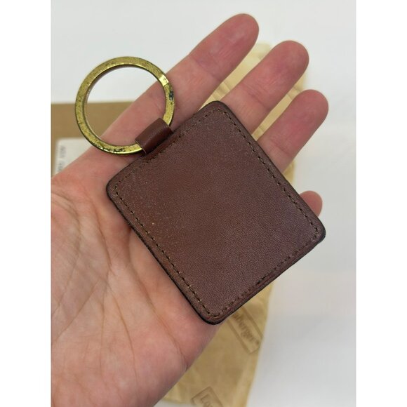 Longaberger Brown Leather Keychain With Gold-Tone Ring In Original Box - Picture 7 of 8